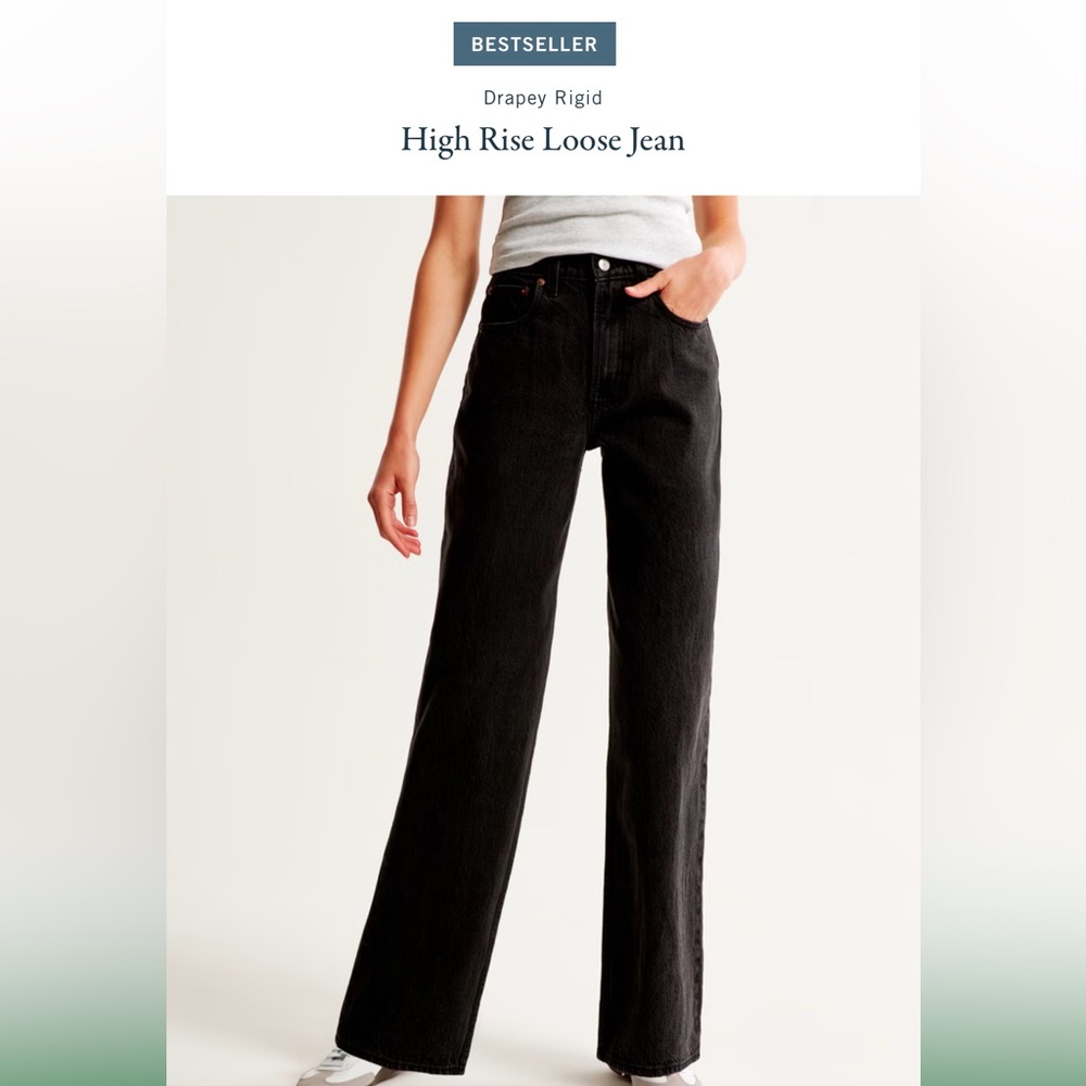 Abercrombie High Rise Loose Black Jeans Size 28